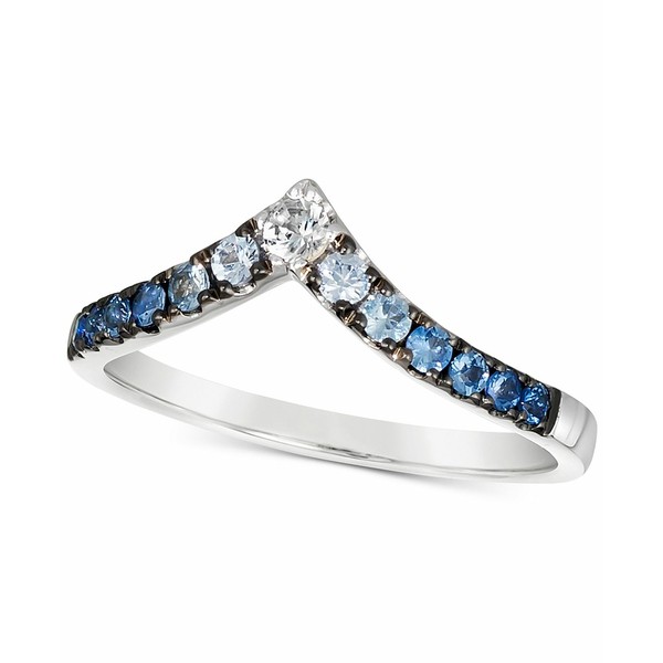 ルヴァン レディース リング アクセサリー Denim Ombré (1/3 ct. t.w.) & White Sapphire (1/10 ct. t.w.) V Ring in 14k White G