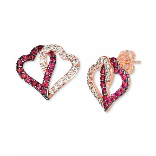 ルヴァン レディース ピアス＆イヤリング アクセサリー Passion Ruby (5/8 ct. t.w.) & Nude Diamond (1/2 ct. t.w.) Interlocking Heart