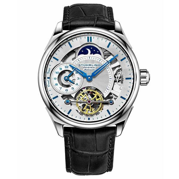 スターリング メンズ 腕時計 アクセサリー Men's Blue Leather Strap Watch 42mm Blue