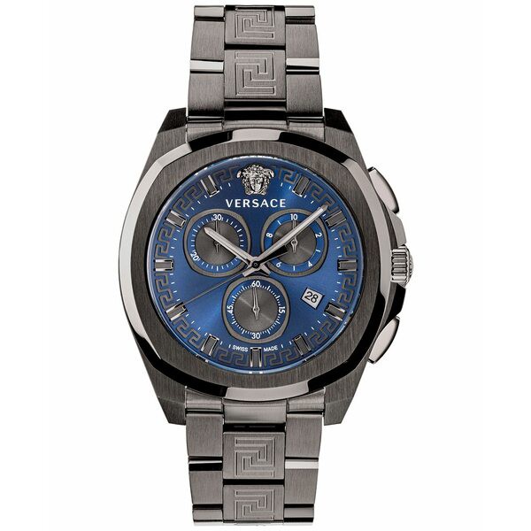 ヴェルサーチ メンズ 腕時計 アクセサリー Men's Swiss Chronograph Geo Gunmetal Stainless Steel Bracelet Watch 43mm Ip Gunmetal