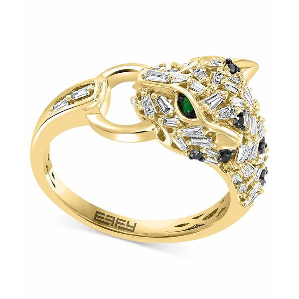 エフィー コレクション レディース リング アクセサリー EFFY® Black & White Diamond (1/2 ct. t.w.) & Emerald Accent Signature P