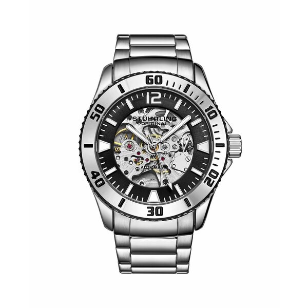 スターリング メンズ 腕時計 アクセサリー Men's Silver Tone Stainless Steel Bracelet Watch 44mm Silver