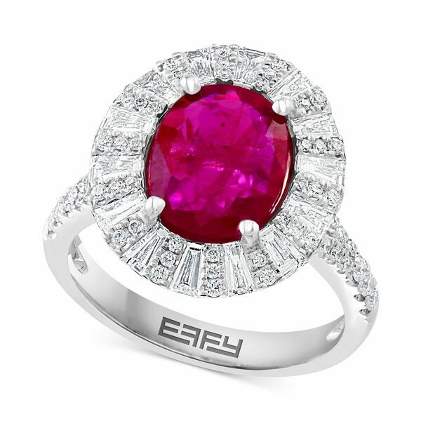 エフィー コレクション レディース リング アクセサリー EFFY® Ruby (2-5/8 ct. t.w.) & Diamond (1 ct. t.w.) Halo Ring in 14k Whi