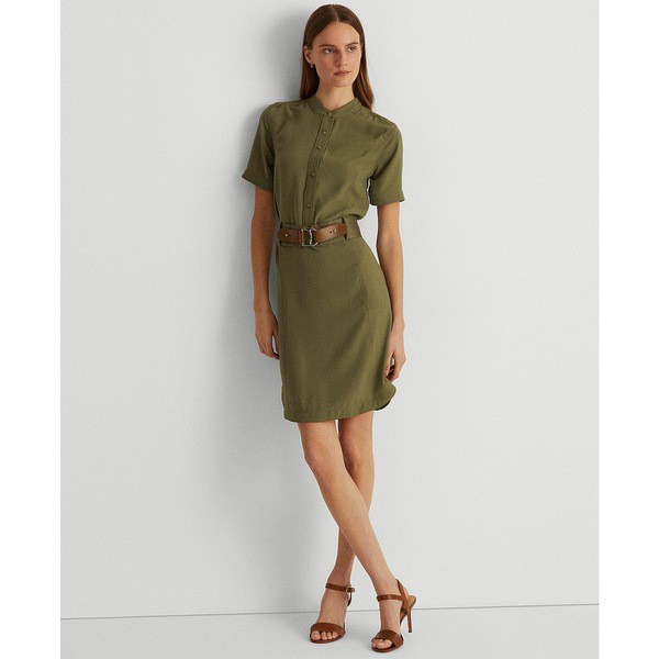 ラルフローレン レディース ワンピース トップス Belted Georgette Shirtdress Olive Fern