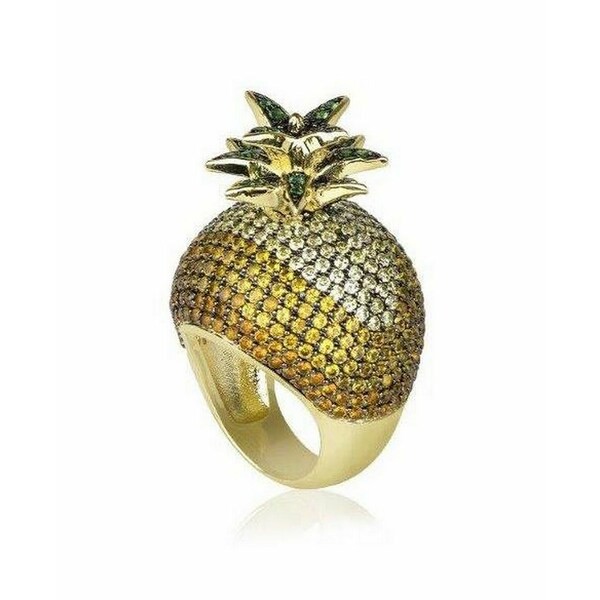 ノワール ジュエリー レディース リング アクセサリー Cubic Zirconia Pineapple Cocktail Ring Gold