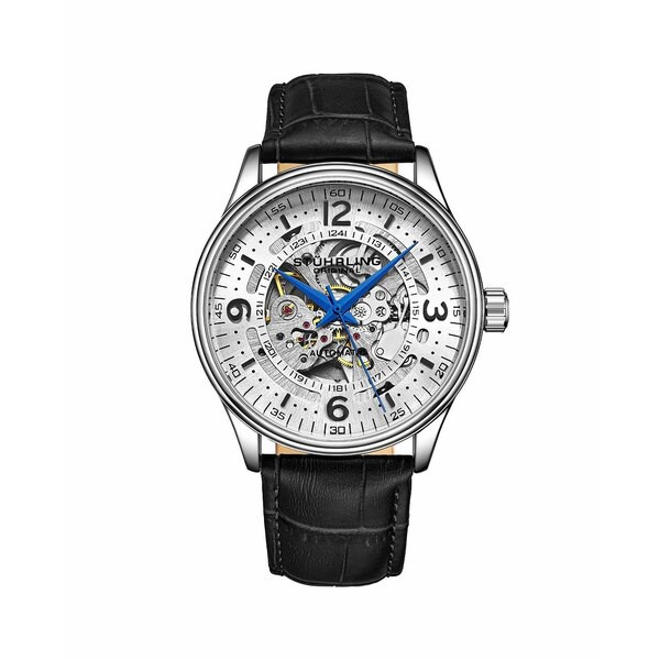 スターリング メンズ 腕時計 アクセサリー Men's Black Leather Strap Watch 42mm Black