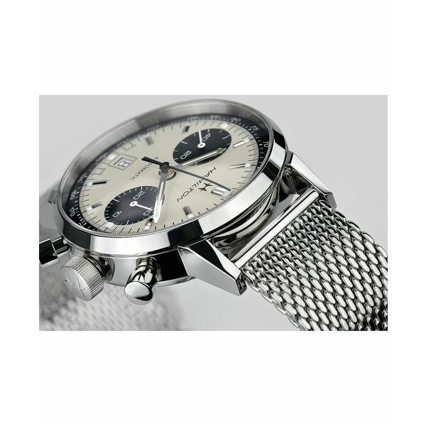 ハミルトン メンズ 腕時計 アクセサリー Men's Swiss Automatic Chronograph Intra-Matic Stainless Steel Mesh Bracelet Watch 40mm Sta