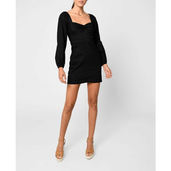 ニコルミラー レディース ワンピース トップス Women's Solid Cotton Metal Dress with Sweetheart Neckline Black