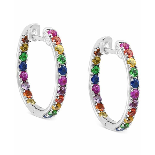 エフィー コレクション レディース ピアス＆イヤリング アクセサリー Watercolors by EFFY® Multi-Gemstone Hoop Earrings (1-3/4 ct