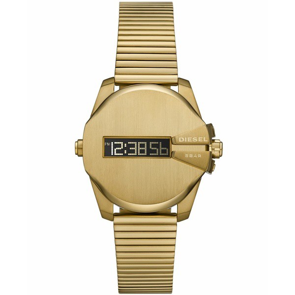 ディーゼル メンズ 腕時計 アクセサリー Men's Baby Chief Digital Gold-Tone Stainless Steel Bracelet Watch 32mm Gold