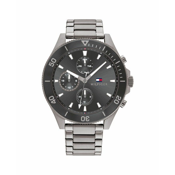 トミー ヒルフィガー メンズ 腕時計 アクセサリー Men's Gray Stainless Steel Bracelet Watch 46mm Gray