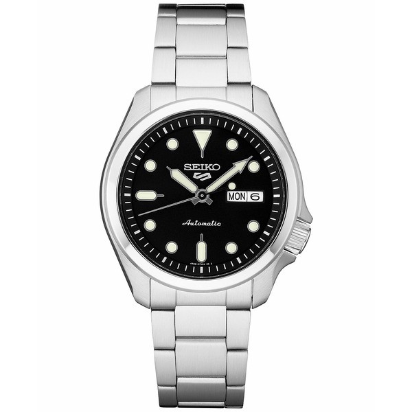 セイコー メンズ 腕時計 アクセサリー Men's Automatic 5 Sports Stainless Steel Bracelet Watch 43mm Black