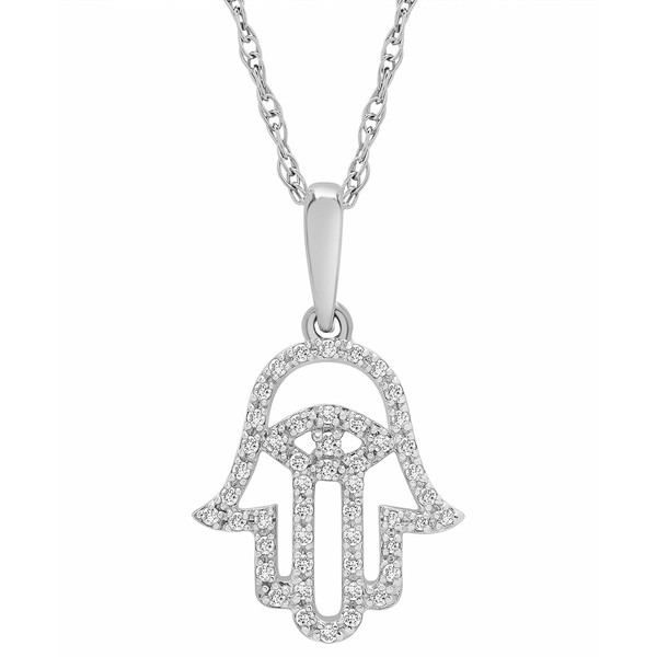 ラップド レディース ネックレス・チョーカー・ペンダントトップ アクセサリー Diamond Hamsa Hand 18" Pendant Necklace (1/10 ct. t.w