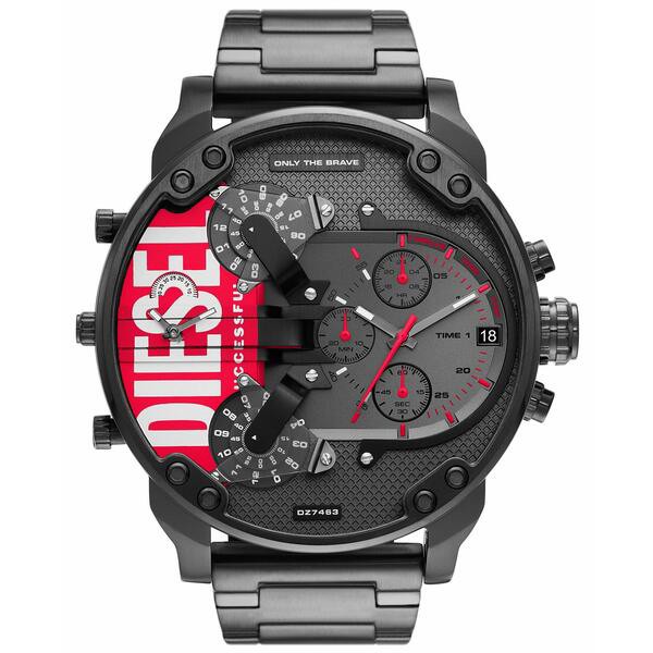 ディーゼル メンズ 腕時計 アクセサリー Men's Chronograph Mr. Daddy 2.0 Black-Tone Stainless Steel Bracelet Watch 57mm Black