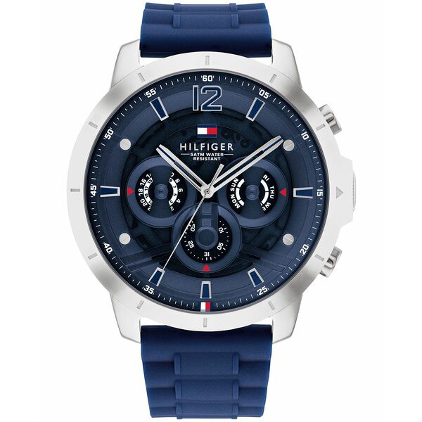 トミー ヒルフィガー メンズ 腕時計 アクセサリー Men's Navy Silicone Strap Watch 50mm Navy