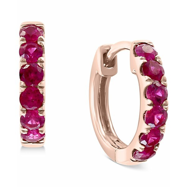 エフィー コレクション レディース ピアス＆イヤリング アクセサリー EFFY® Ruby Small Hoop Earrings (1/2 ct. t.w.) in 14k Rose G