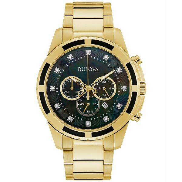 ブロバ メンズ 腕時計 アクセサリー Men's Chronograph Diamond (1/20 ct. t.w.) Gold-Tone Stainless Steel Bracelet Watch 44mm Gold-t