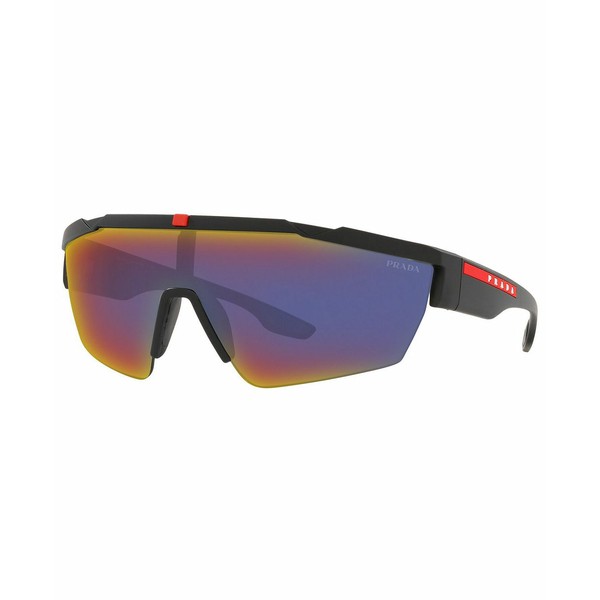 プラダ メンズ サングラス・アイウェア アクセサリー Men's Sunglasses, PS 03XS 44 BLACK RUBBER/DARK GREY MIRROR BLUE/RED