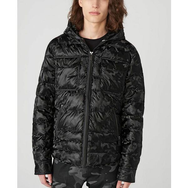 カールラガーフェルド メンズ ジャケット＆ブルゾン アウター Men's Camo Trucker Puffer Jacket Black