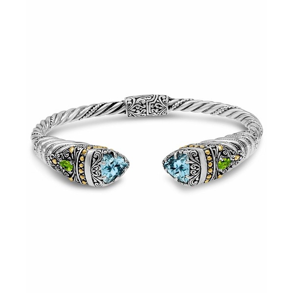 デヴァタ レディース ブレスレット・バングル・アンクレット アクセサリー Blue Topaz and Peridot Bali Filigree Hinge Cuff Bracelet i