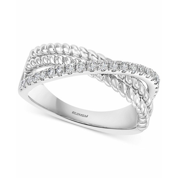 エフィー コレクション レディース リング アクセサリー EFFY® Diamond Triple Row Crossover Ring (1/4 ct. t.w.) in 14k White Gol