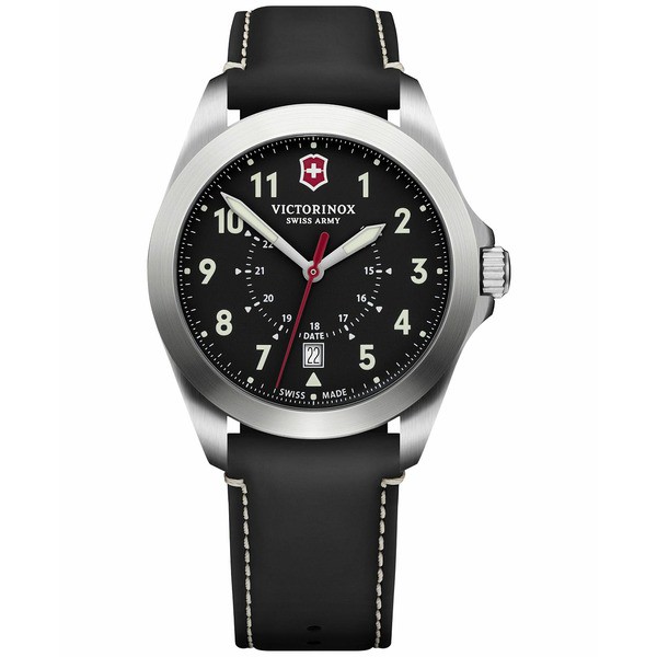 ビクトリノックス メンズ 腕時計 アクセサリー Men's Swiss Heritage Black Leather Strap Watch 40mm Black