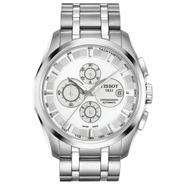 ティソット メンズ 腕時計 アクセサリー Watch, Men's Swiss Automatic Chronograph Couturier Stainless Steel Bracelet 43mm T03562711