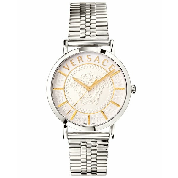 ヴェルサーチ メンズ 腕時計 アクセサリー Men's Swiss Silver-Tone Stainless Steel Bracelet Watch 40mm Silver