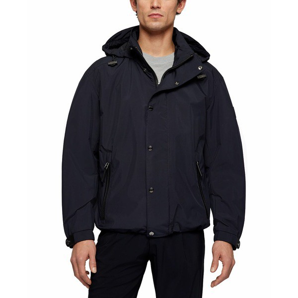 ヒューゴボス メンズ ジャケット＆ブルゾン アウター BOSS Men's Regular-Fit Hooded Jacket Dark Blue