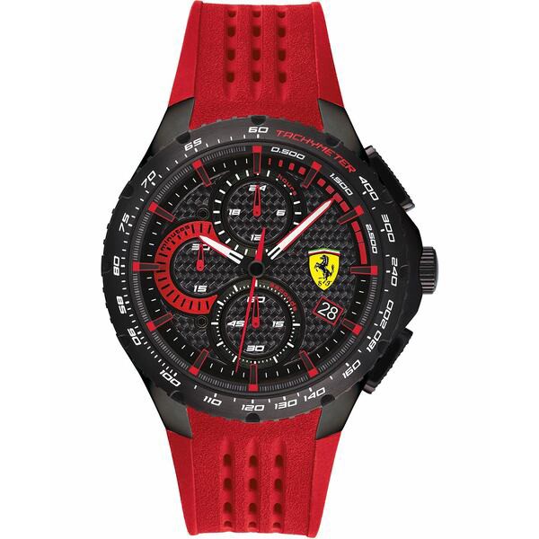 フェラーリ メンズ 腕時計 アクセサリー Men's Chronograph Pista Red Silicone Strap Watch 44mm Red