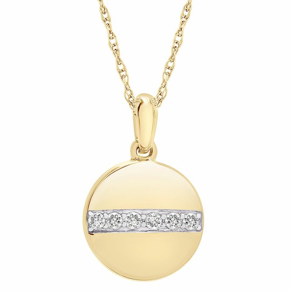 ラップド レディース ネックレス・チョーカー・ペンダントトップ アクセサリー Diamond Disc Pendant Necklace (1/10 ct. t.w.) in 14k