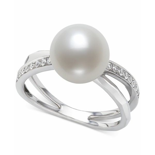 ベル ドゥ メール レディース リング アクセサリー Cultured Freshwater Pearl (8mm) & Diamond (1/10 ct. t.w.) Crisscross Ring in 14k