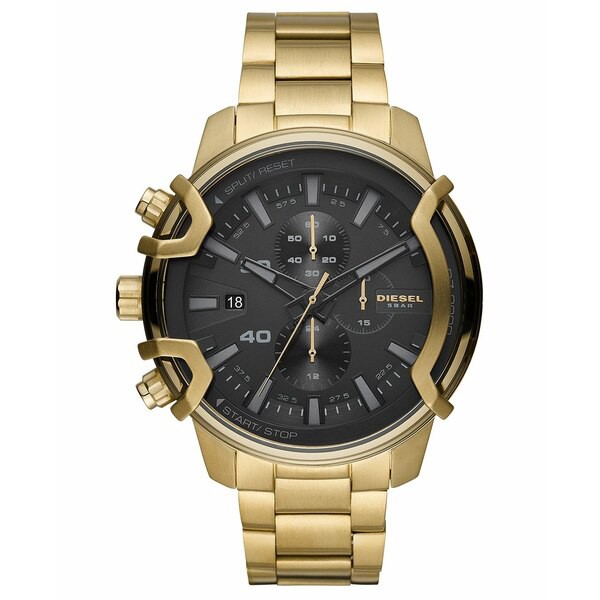 ディーゼル メンズ 腕時計 アクセサリー Men's Chronograph Griffed Gold-Tone Stainless Steel Bracelet Watch 48mm Gold