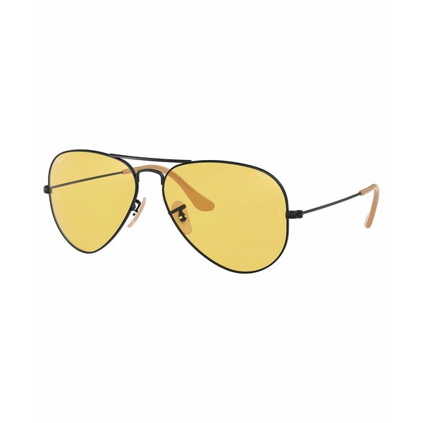 レイバン メンズ サングラス・アイウェア アクセサリー AVIATOR LARGE Sunglasses, RB3025 58 MATTE BLACK/PHOTO YELLOW