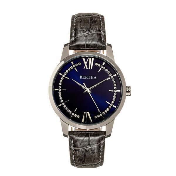 バーサ レディース 腕時計 アクセサリー Women's Prudence Gray or Blue or Pink or Brown or Black Genuine Leather Band Watch, 39mm G