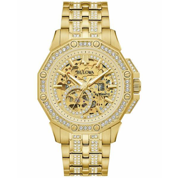 ブロバ メンズ 腕時計 アクセサリー Men's Octava Automatic Crystal-Accent Gold-Tone Stainless Steel Bracelet Watch 41.7mm Gold-ton