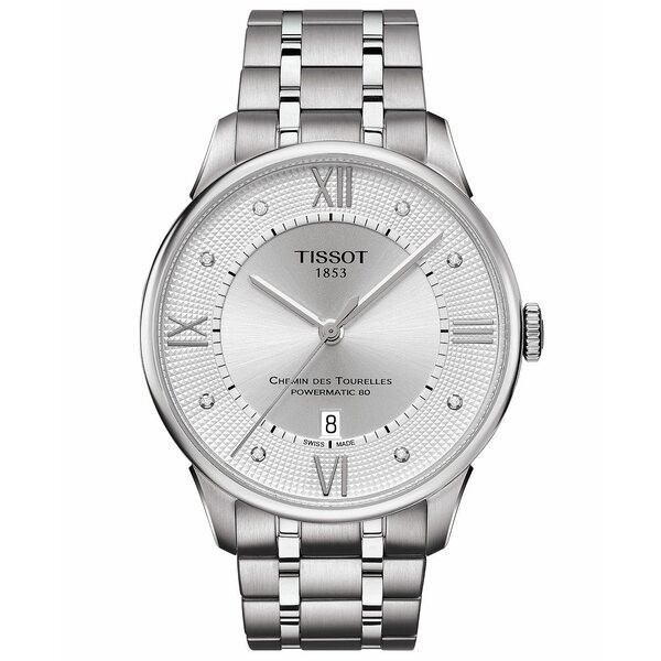 ティソット メンズ 腕時計 アクセサリー Men's Swiss Automatic Chemin De Tourelle Diamond-Accent Stainless Steel Bracelet Watch 42m