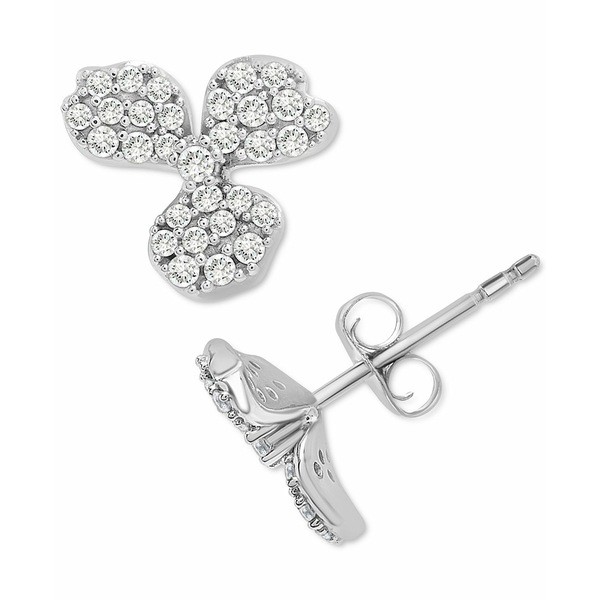 ラップド イン ラブ レディース ピアス＆イヤリング アクセサリー Diamond Clover Stud Earrings (1/2 ct. t.w.) in 14k White Gold, Cre