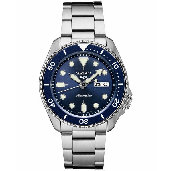 セイコー メンズ 腕時計 アクセサリー Men's Automatic 5 Sports Stainless Steel Bracelet Watch 42.5mm Silver