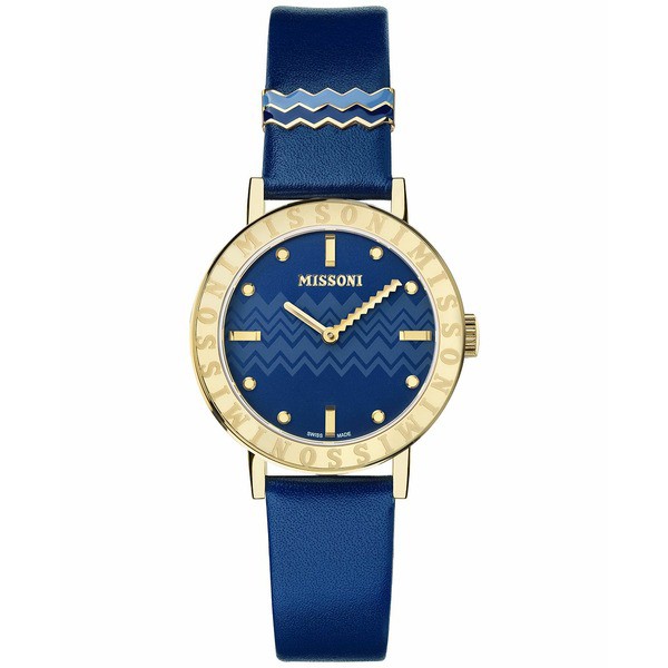 ミッソーニ レディース 腕時計 アクセサリー Women's Swiss M2 Blue Leather Strap Watch 35mm Ip Champagne