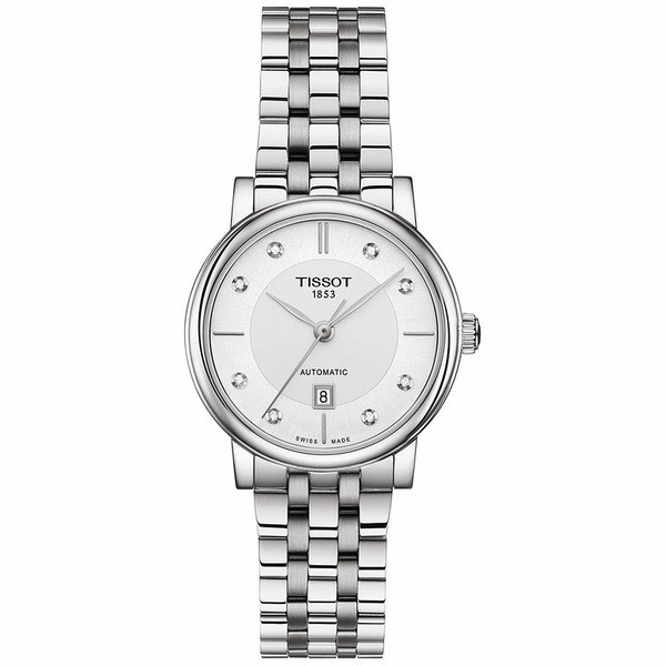 ティソット レディース 腕時計 アクセサリー Women's Swiss Automatic T-Classic Carson Diamond-Accent Stainless Steel Bracelet Watch