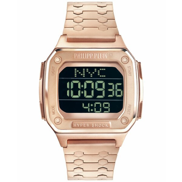 フィリッププレイン レディース 腕時計 アクセサリー Digital Hyper Shock Rose Gold-Tone Stainless Steel Bracelet Watch 44mm Ip Rose