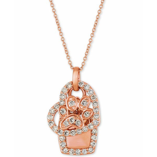 ルヴァン レディース ネックレス・チョーカー・ペンダントトップ アクセサリー Nude Diamond Heart & Paw 20" Pendant Necklace (1/3 ct.