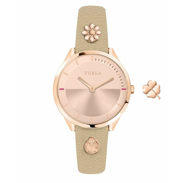 フルラ レディース 腕時計 アクセサリー Women's Pin Rose Gold Dial Calfskin Leather Watch Ivory