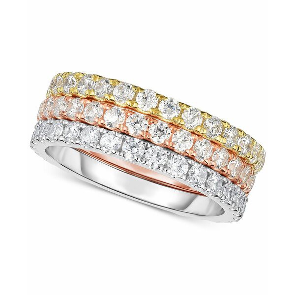 アラベッラ レディース リング アクセサリー 3-Pc. Set Tri-Tone Cubic Zirconia Stacking Bands Multi