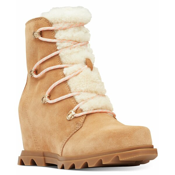 ソレル レディース ブーツ＆レインブーツ シューズ Women's Joan of Artic Wedge III Lace Cozy Boots Tawny Buff, Gum