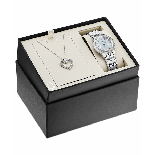 ブロバ レディース 腕時計 アクセサリー Women's Stainless Steel Bracelet Watch 33mm Gift Set Silver