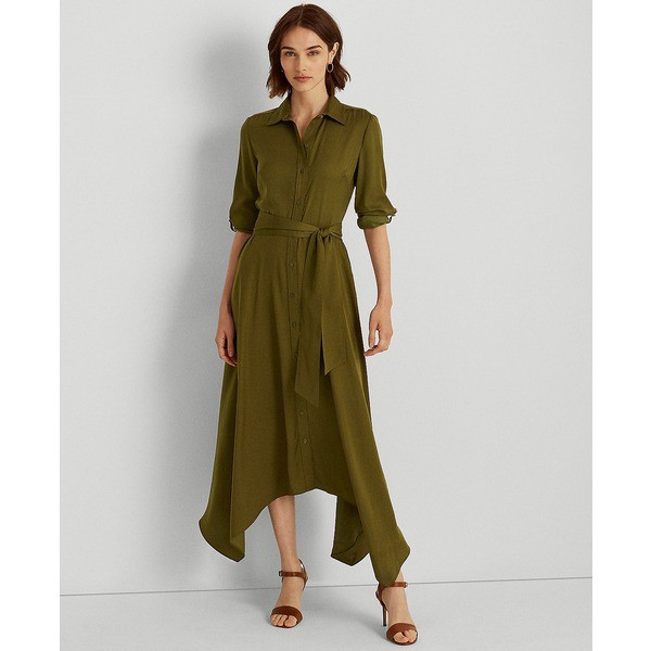 ラルフローレン レディース ワンピース トップス Satin Shirtdress Olive Fern