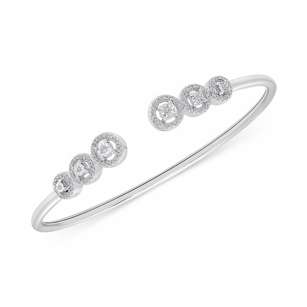 ラップド レディース ブレスレット・バングル・アンクレット アクセサリー Diamond Multi-Halo Cuff Bangle Bracelet (1/4 ct. t.w.) in