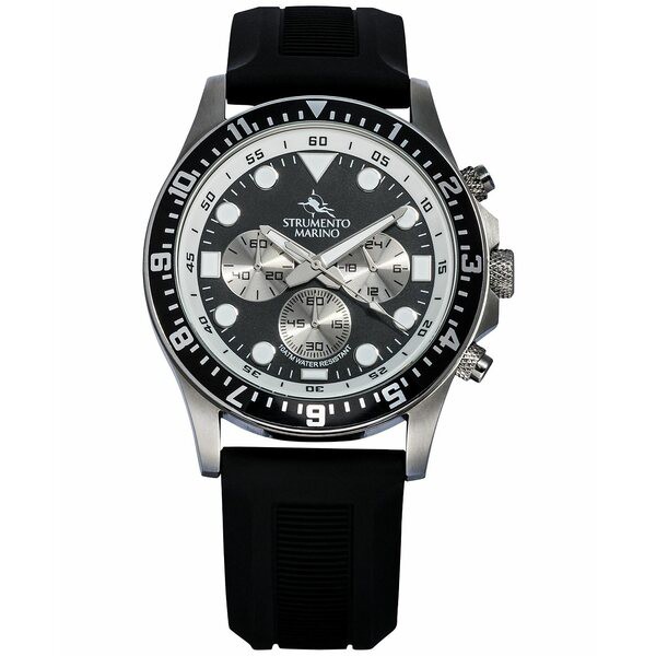 ストルメント マリーノ メンズ 腕時計 アクセサリー Men's Typhoon Black Silicone Performance Timepiece Watch 45mm Black